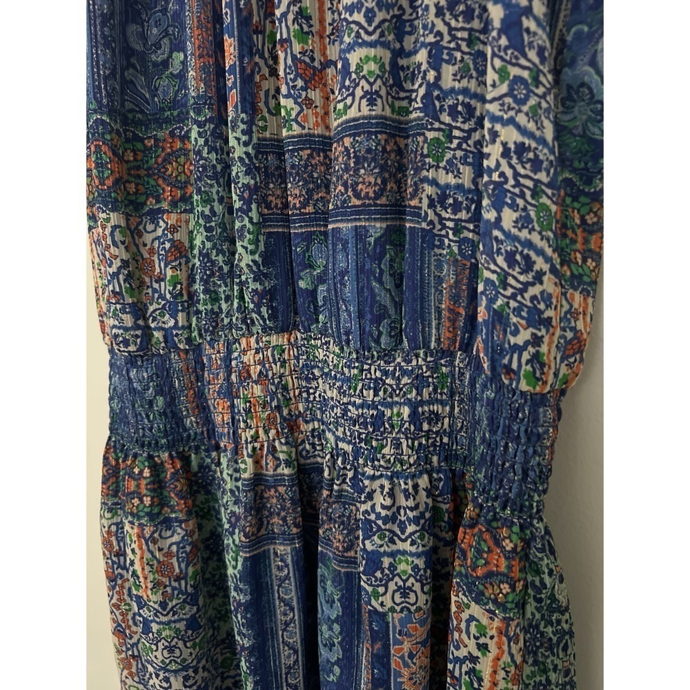 Ramy Brook Patchwork Printed Paris Dress Women’s Large Blue Sleeveless Mini - Picture 11 of 17